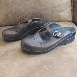 Dansko May Jane Mules Clogs Brown Leather Size 41